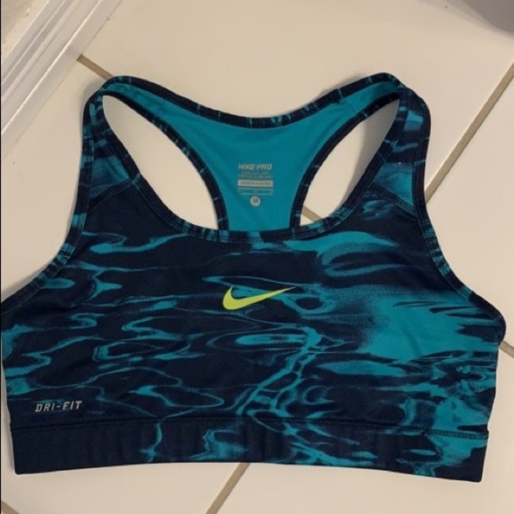 Blue marble sports bra.